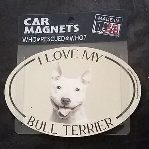 I love my bull terrier car magnet